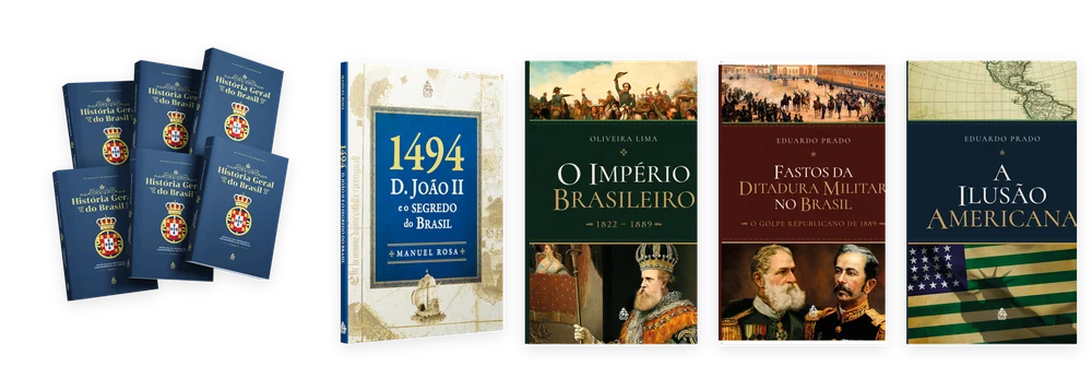Combo História Geral do Brasil: coleção Varnhagen, 1494, O Império Brasileiro, Fastos da Ditadura Militar e A Ilusão Americana