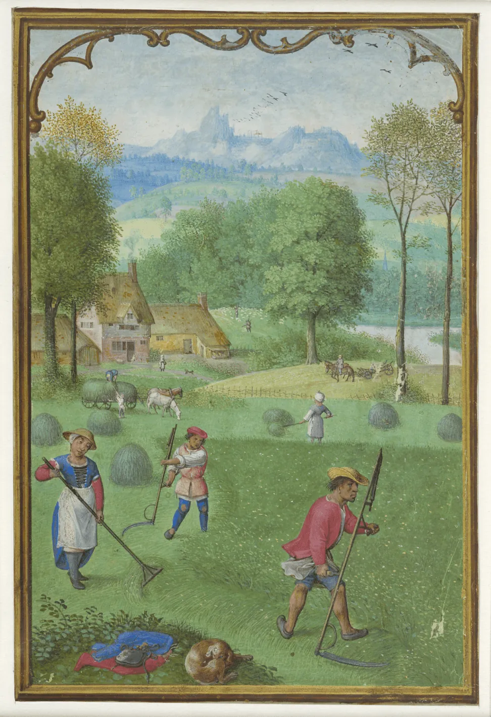 Iluminura medieval — trabalho no campo (Livro de Horas)